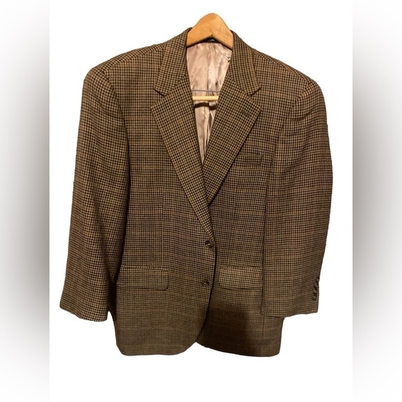 Ralph Ralph Lauren Men's Size 40S Brown Checkered Sport Blazer 100% Wool - Picture 1 of 9